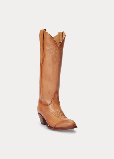 Cowboy Boots Polo Ralph Lauren Mujer Marrom - Kiera Leather - OCLDX0547